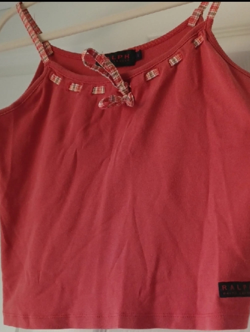 Ralph Lauren Large Rustic Plaid-Trim Camisole Large